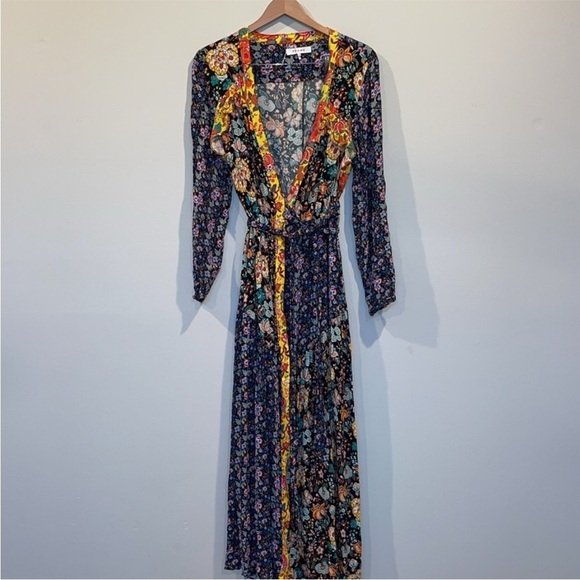 FRAME women’s Floral Panel wrap maxi Dress medium - Picture 1 of 9